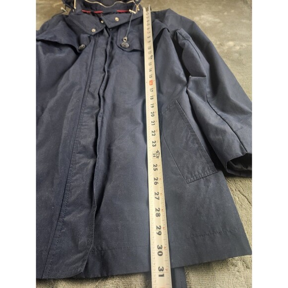 Tommy Hilfiger Women’s XXL Navy Hooded Belted Rain Trench Coat Cotton Blend - Picture 11 of 12